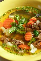 Image showing Vegetable soup with meat