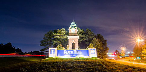 Image showing welcome to rock hill south carolina highway road sign