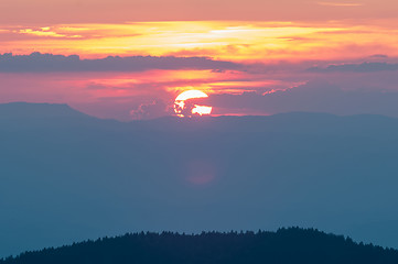 Image showing Nice sunset over mountains or north carolina