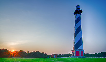 Image showing Cape Hatteras lighthouse at its new location near the town of Bu