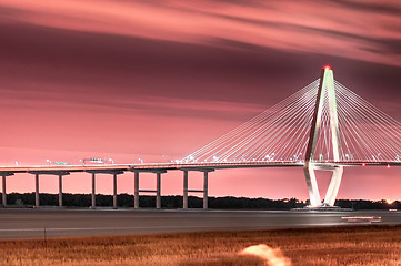 Image showing The Arthur Ravenel Jr. Bridge that connects Charleston to Mount 