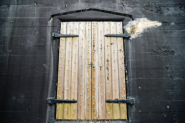 Image showing old fort or warehouse door