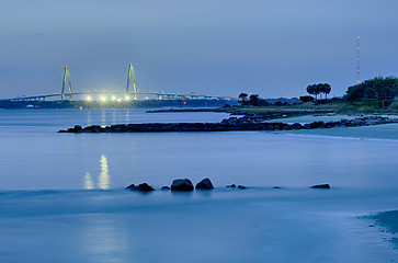 Image showing Cooper River Bridge at night Charleston South Carolina