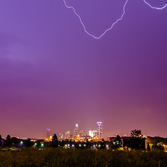 Image showing lightning strikes over charlotte nc