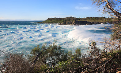 Image showing Huge surf and turbulent seas at Jervis Bay