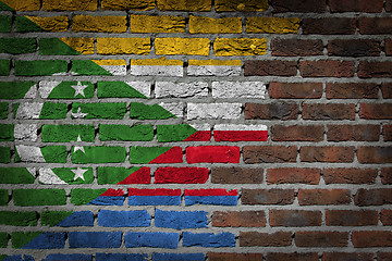 Image showing Brick wall texture with flag