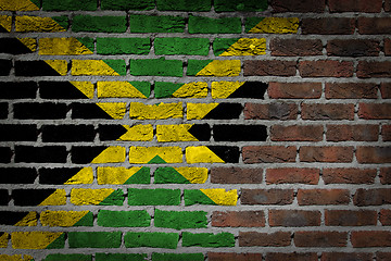 Image showing Brick wall texture with flag