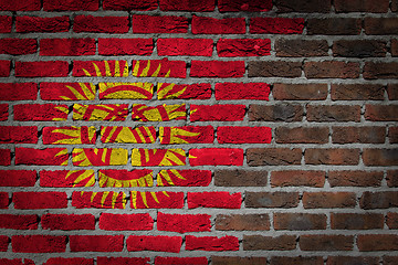 Image showing Brick wall texture with flag