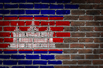 Image showing Brick wall texture with flag