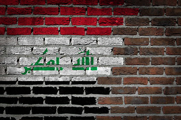 Image showing Brick wall texture with flag