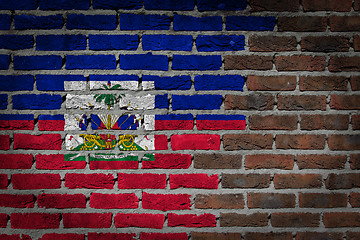 Image showing Brick wall texture with flag