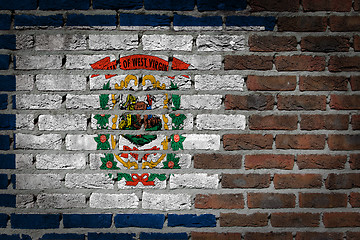 Image showing Brick wall texture with flag