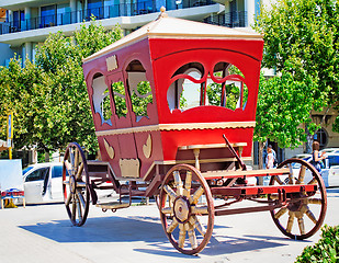 Image showing Old coach square of the resort town of Rethymno, Crete , Greece.