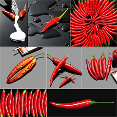 Image showing red hot chili peppers collage