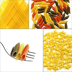 Image showing various type of Italian pasta collage