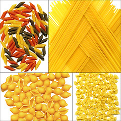 Image showing various type of Italian pasta collage