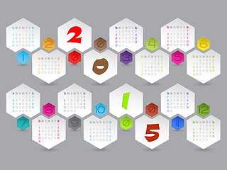 Image showing Abstract hexagon shaped 2015 calendar