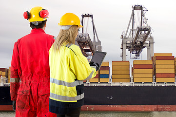 Image showing Container ship inspection