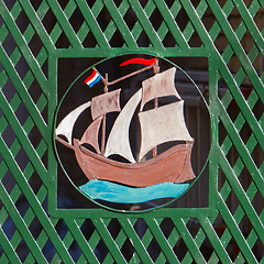 Image showing Old sailship in metal