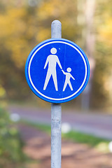 Image showing Pedestrian with children on road sign