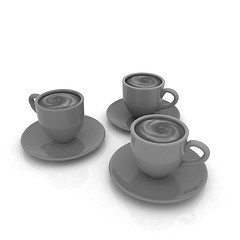 Image showing Coffee cups on saucer