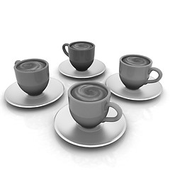 Image showing Coffee cups on saucer