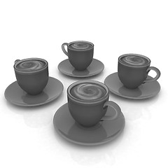 Image showing Coffee cups on saucer