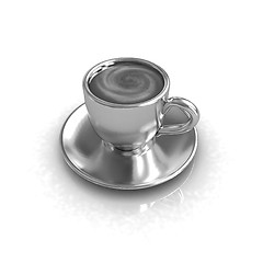 Image showing Gold coffee cup on saucer