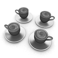 Image showing Coffee cups on saucer