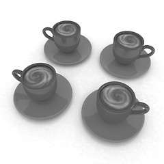 Image showing Coffee cups on saucer