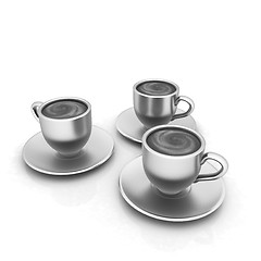 Image showing Coffee cups on saucer