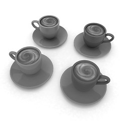 Image showing Coffee cups on saucer