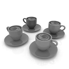 Image showing Coffee cups on saucer