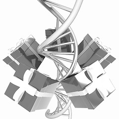 Image showing DNA structure model and gifts