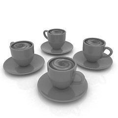 Image showing Coffee cups on saucer