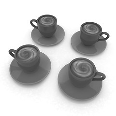 Image showing Coffee cups on saucer