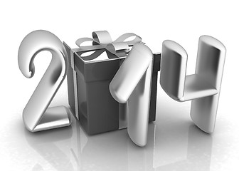Image showing Abstract 3d illustration of text 2014 with present box