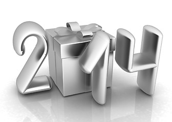 Image showing Abstract 3d illustration of text 2014 with present box