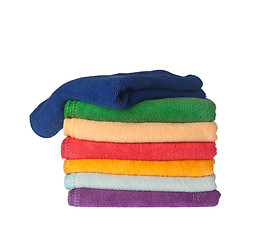 Image showing Stack of colorful towels