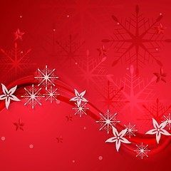 Image showing Abstract red wavy Christmas background