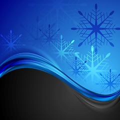 Image showing Abstract dark blue wavy Christmas background