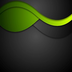 Image showing Black and green waves abstract background