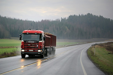 Image showing Scania 164G 480 Trailer Truck Hauls Sugar Beet