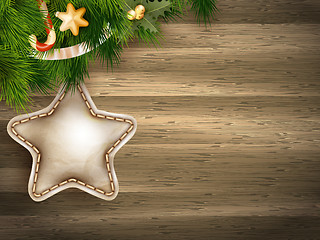 Image showing Christmas decoration with fir branches. EPS 10