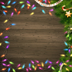 Image showing Christmas tree branch with lights. EPS 10