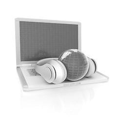 Image showing Headphone and Laptop 