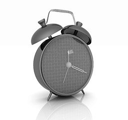 Image showing 3d illustration of glossy alarm clock against white background 