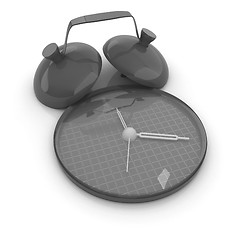 Image showing 3d illustration of glossy alarm clock against white background 