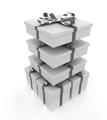 Image showing Gifts with ribbon on a white background