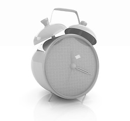 Image showing 3d illustration of glossy purple alarm clock against white backg